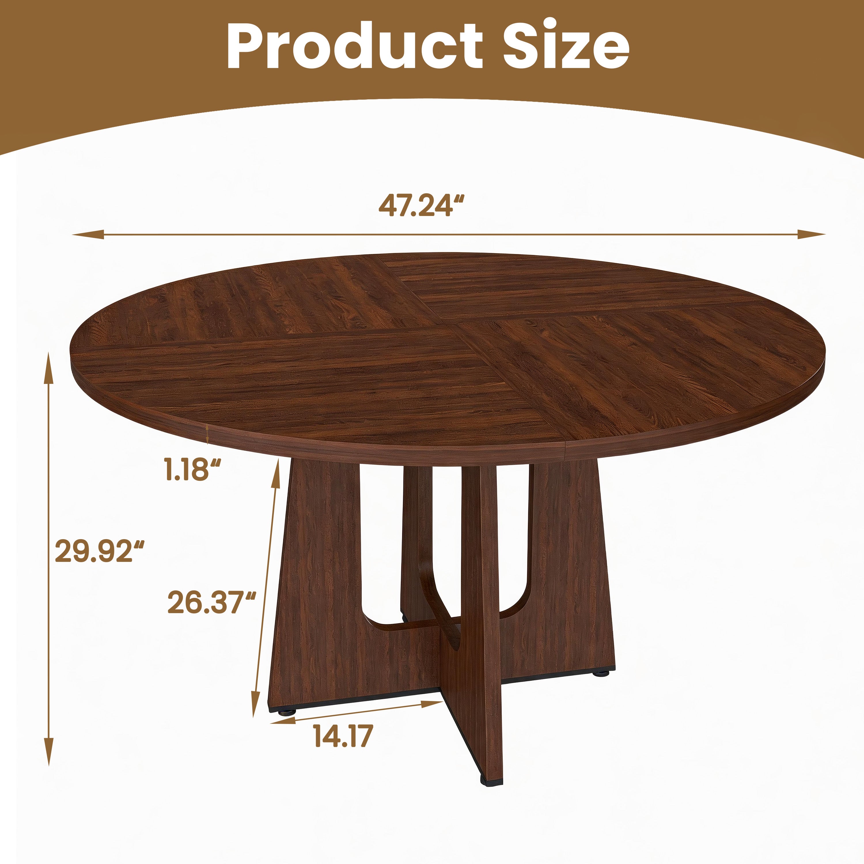 PAPROOS 47'' Round Dining Table for 4