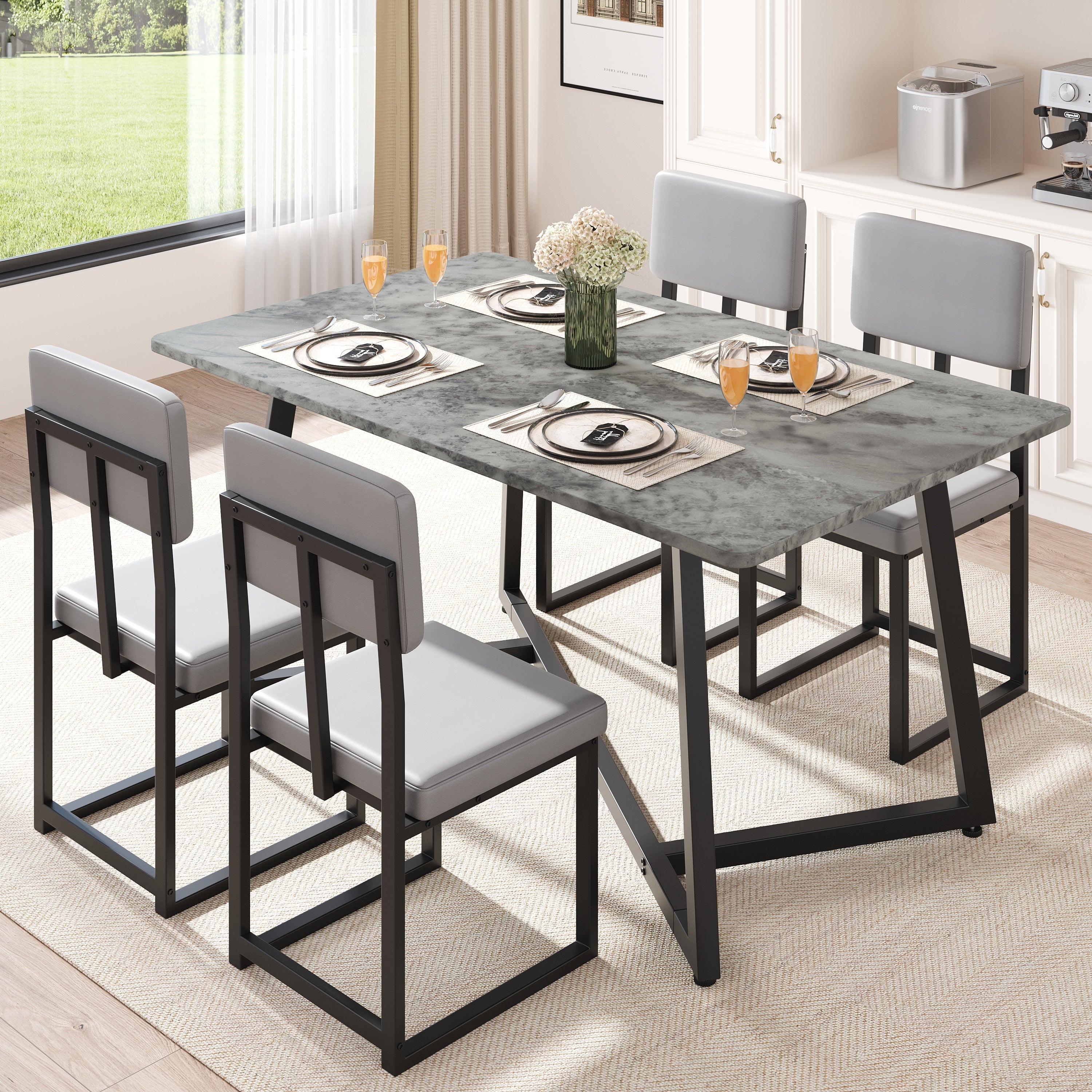 PAPROOS Dining Table Set for 4