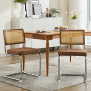 Dining Chairs Set of 2, Paproos Velvet Upholstered Dining Chairs, Mid Century Accent Chair Side Chair with Cane Back and Stainless Steel Chrome Legs, Dining Kitchen Living Room
