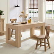 PAPROOS Rectangular Dining Table for 4-6, Kitchen Table Wood Legs, Modern Farmhouse Dining Room Table, Wood Dining Table for Kitchen Dining Room, Breakfast Nook, Natural(Only Table)