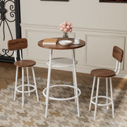 Piece Counter Height Dining Set, Paproos 23" Round Bar Table and 2 Bar Stools, Pub Table with Storage Rack, Bar Stools with Backrest, Industrial Bar Table Set for Kitchen Breakfast Nook