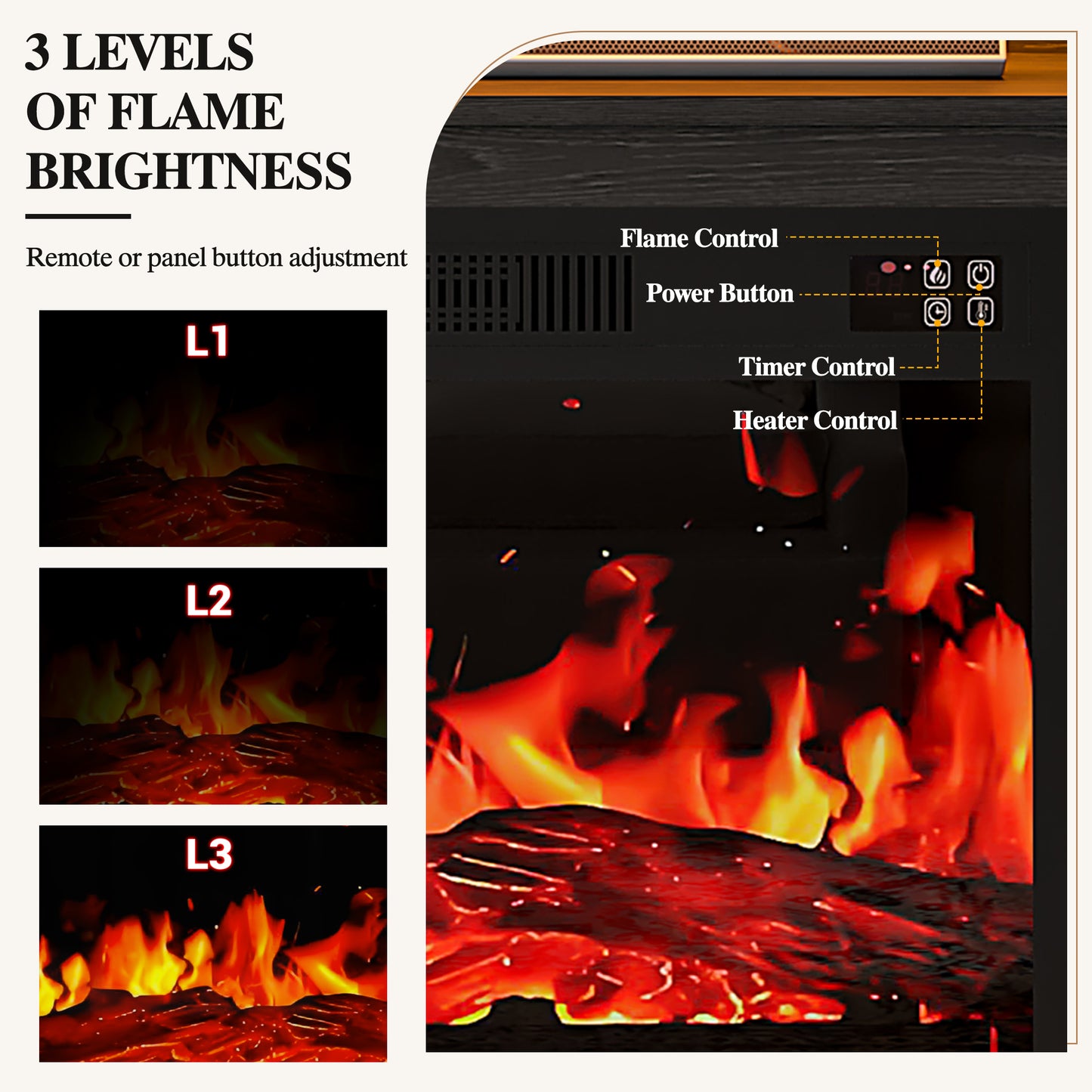 PAPROOS 63" Fireplace TV Stand for TVs up to 70" with 32" Electric Fireplace, Entertainment Center with LED, Modern Television Table Center With Remote Control for Living Room, Black