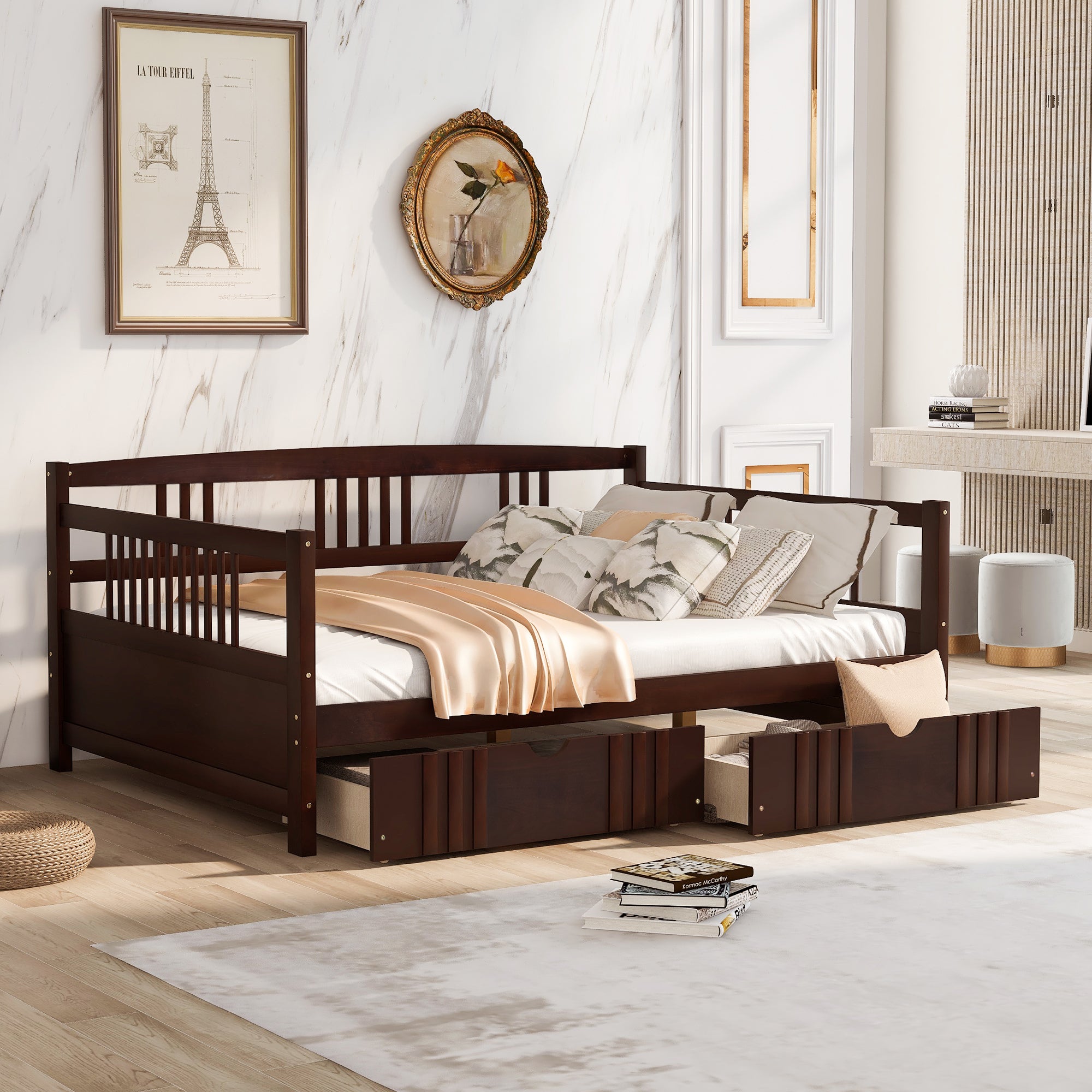 PAPROOS Full Bed with Trundle Included