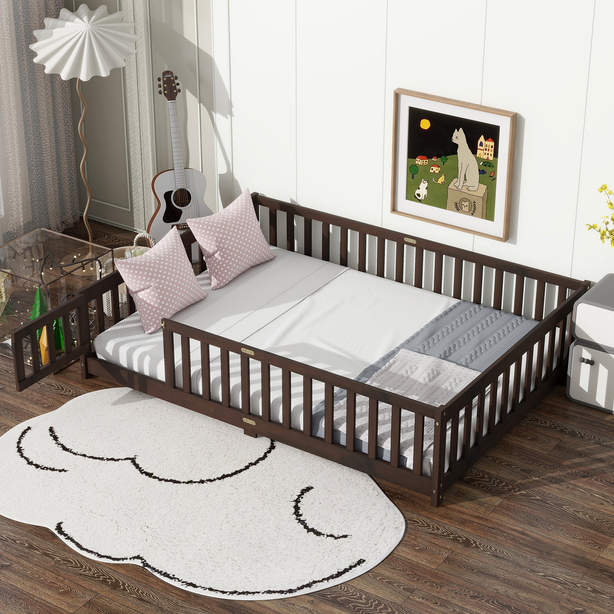 PAPROOS Full Floor Bed Frame
