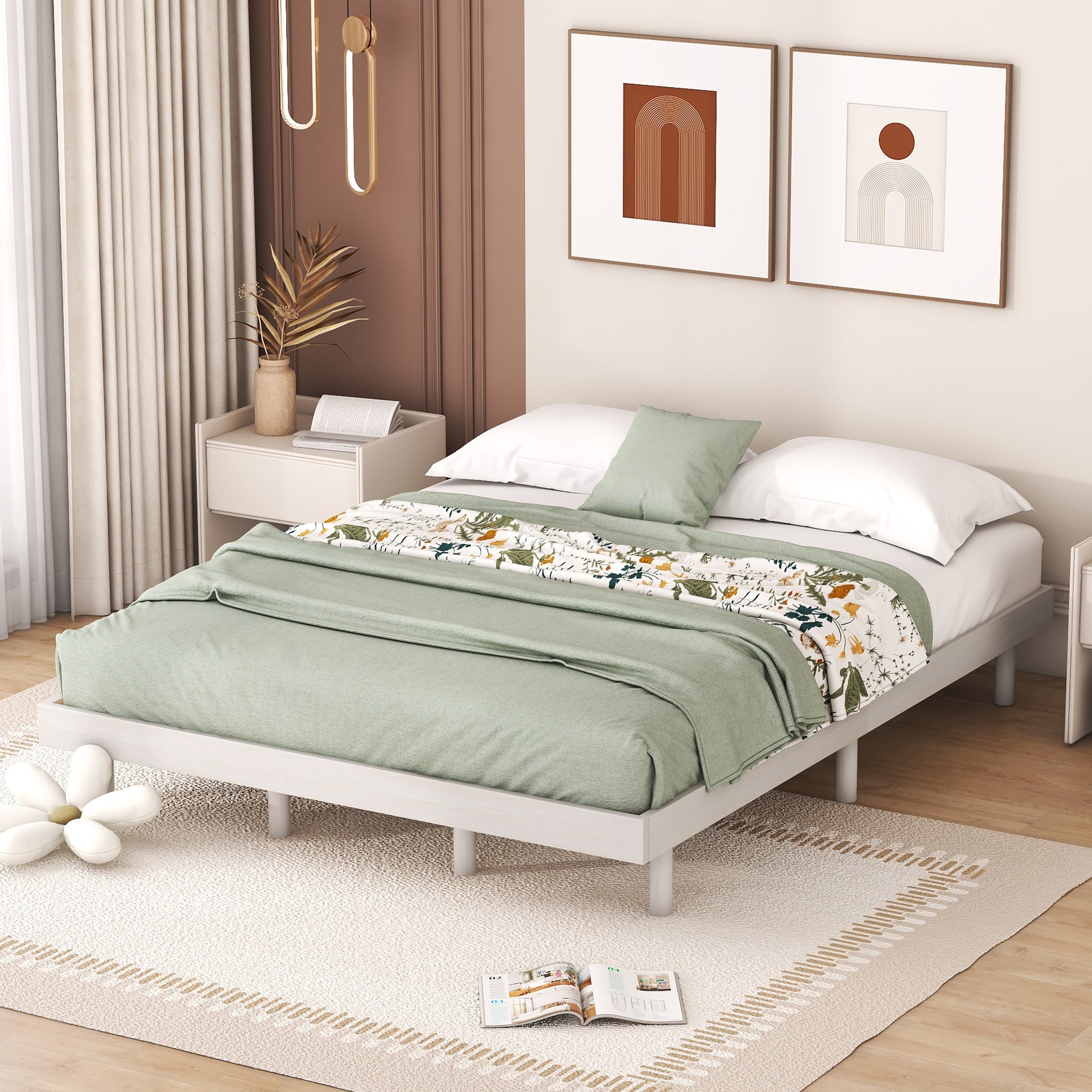 PAPROOS Wood Platform Bed Frame
