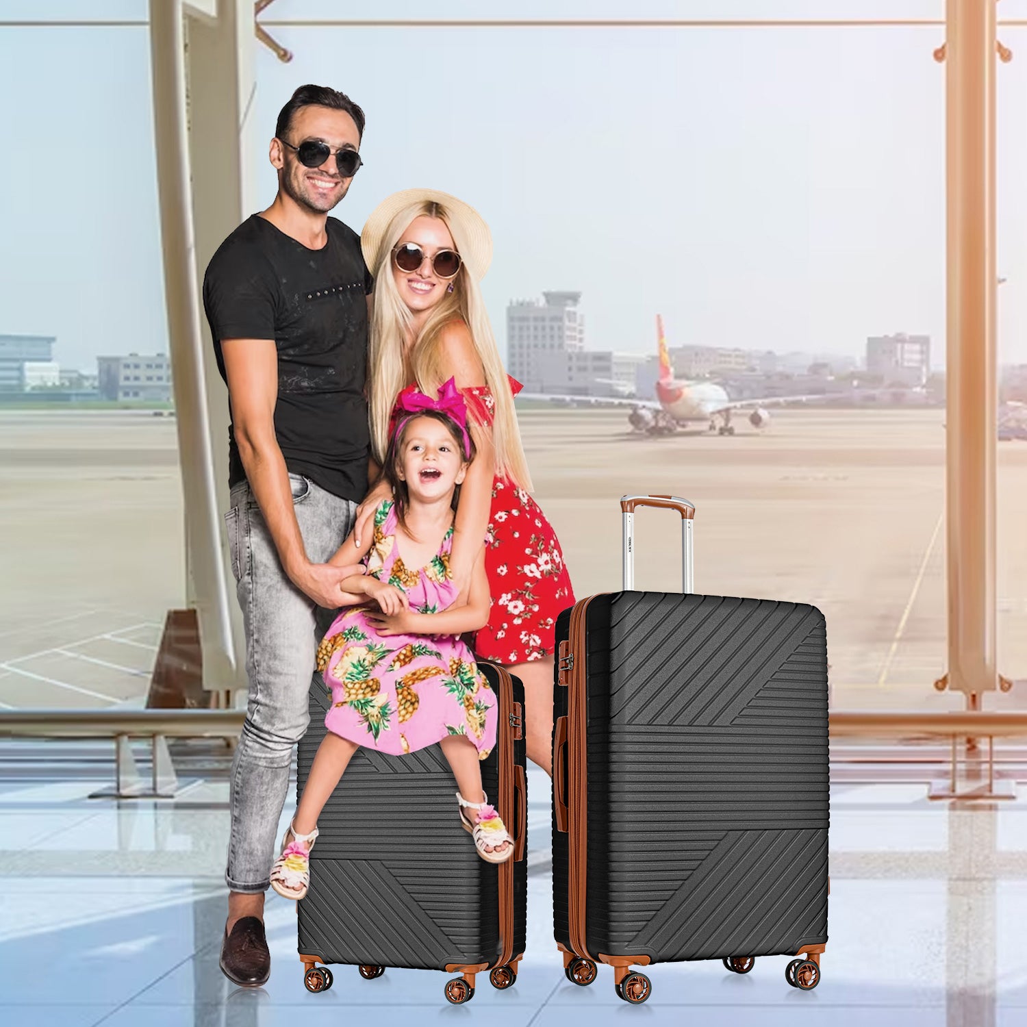 PAPROOS Carry on Luggage Set, 3 Piece 20" 24" 28" Hardshell Suitcase Set
