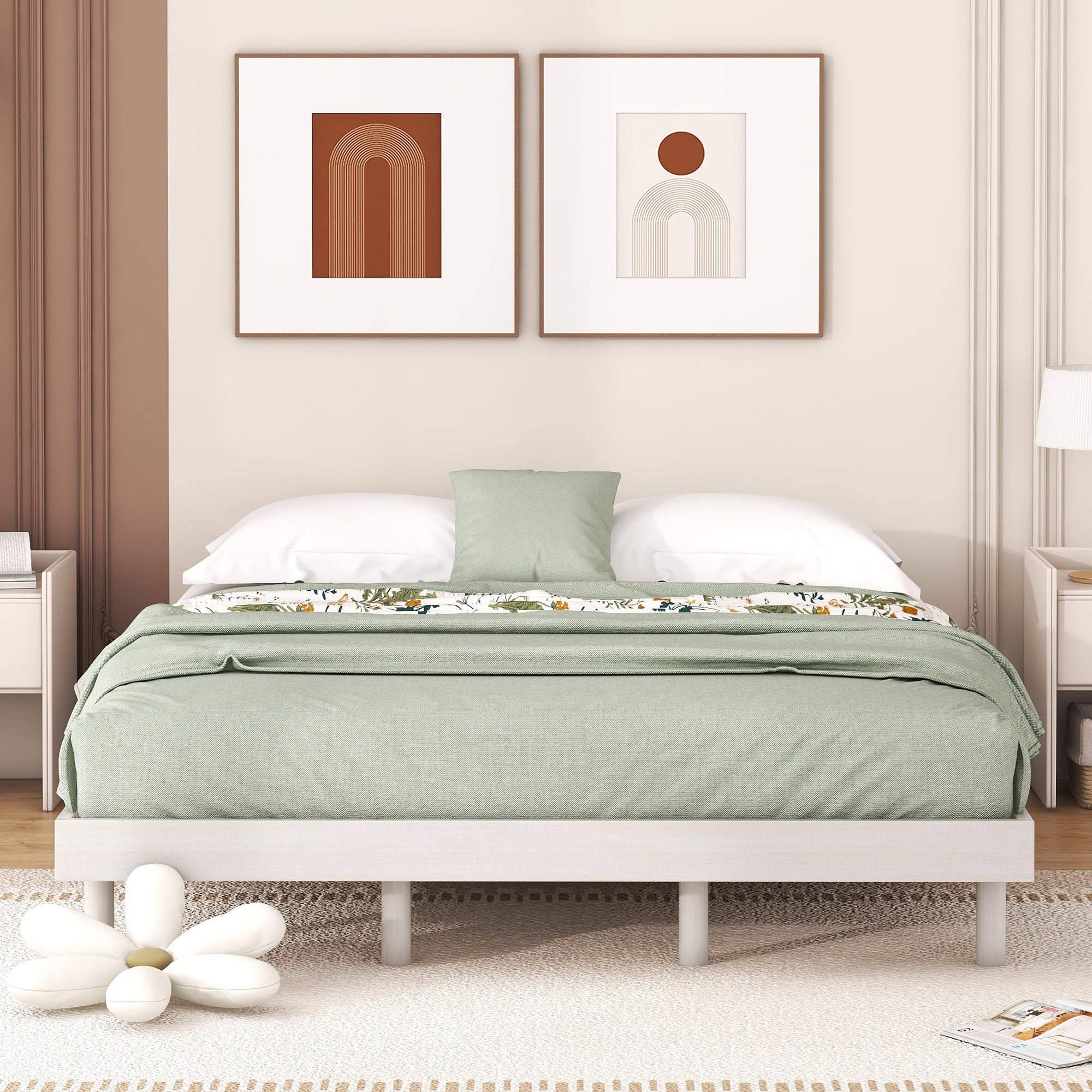 PAPROOS Wood Platform Bed Frame