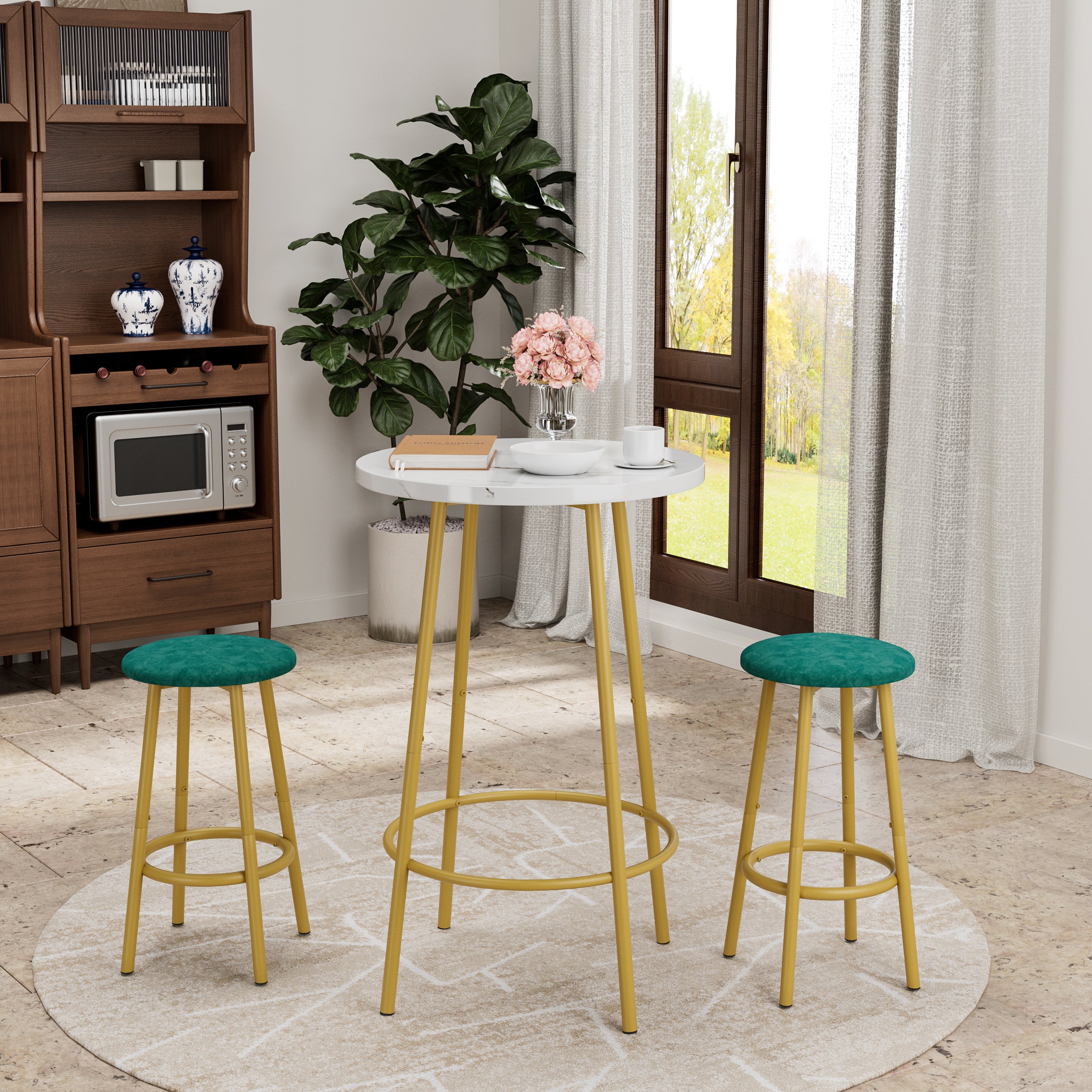 Piece Counter Height Dining Set, Paproos 23" Round Bar Table and 2 Bar Stools, Pub Table with Storage Rack, Bar Stools with Backrest, Industrial Bar Table Set for Kitchen Breakfast Nook