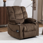 Power Lift Recliner Chair, Paproos Power Lift Recliner with Massage and Heat for Elderly, Reclining Sofa with Cup Holders & Side Pockets for Living Room, Velvet Fabric, Brown