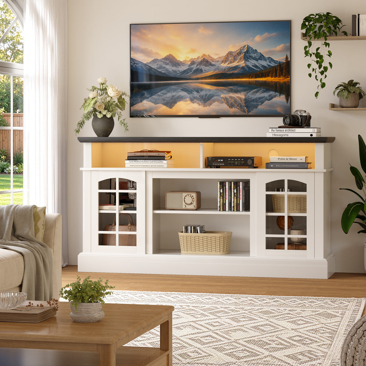 PAPROOS TV Stand with Storage for 65in TVs