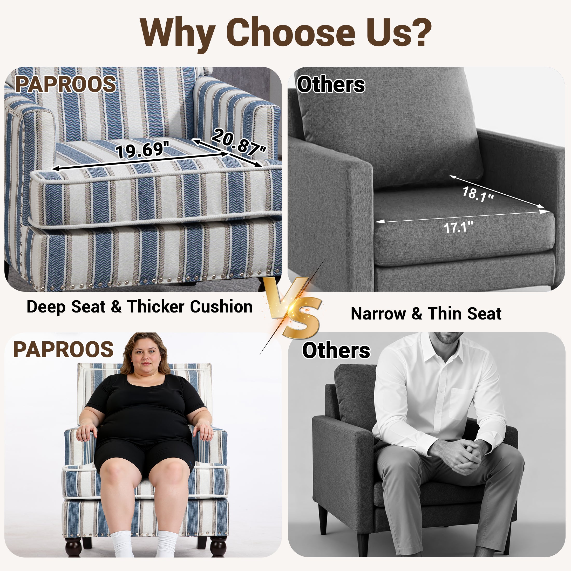 PAPROOS Upholstered Accent Chairs