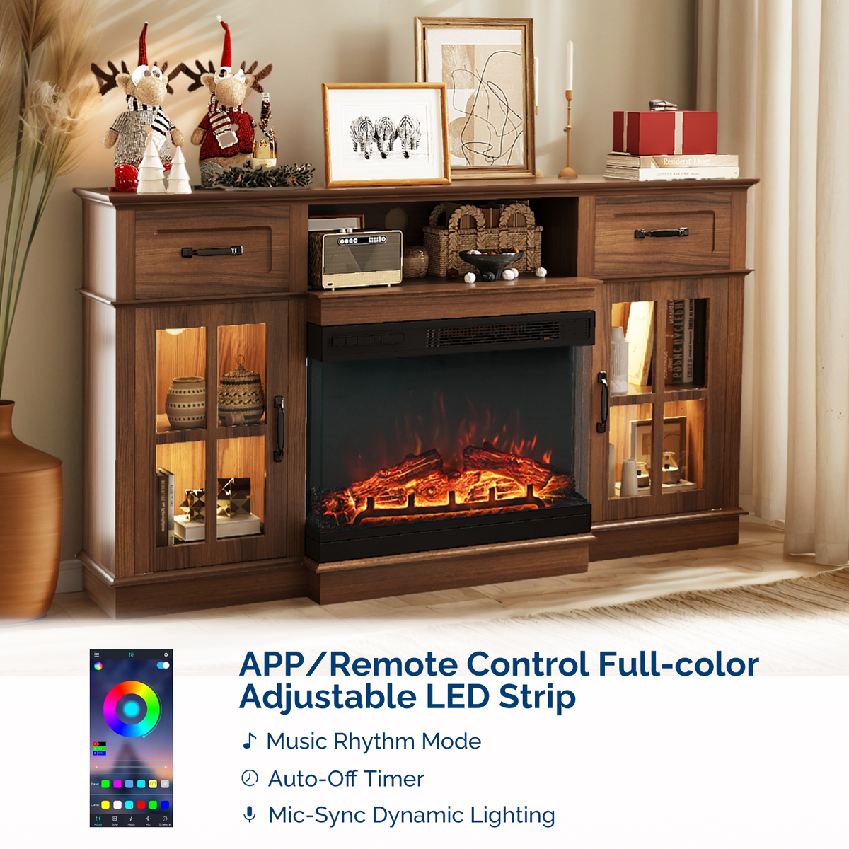 PAPROOS 58" Fireplace TV Stand