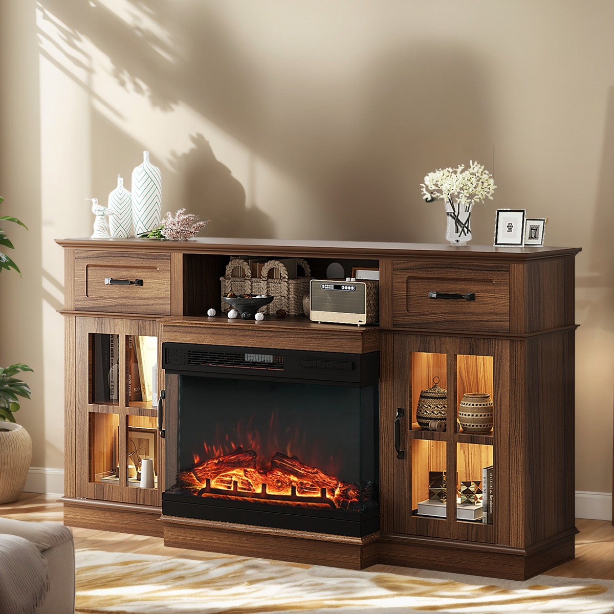 PAPROOS 58" Fireplace TV Stand