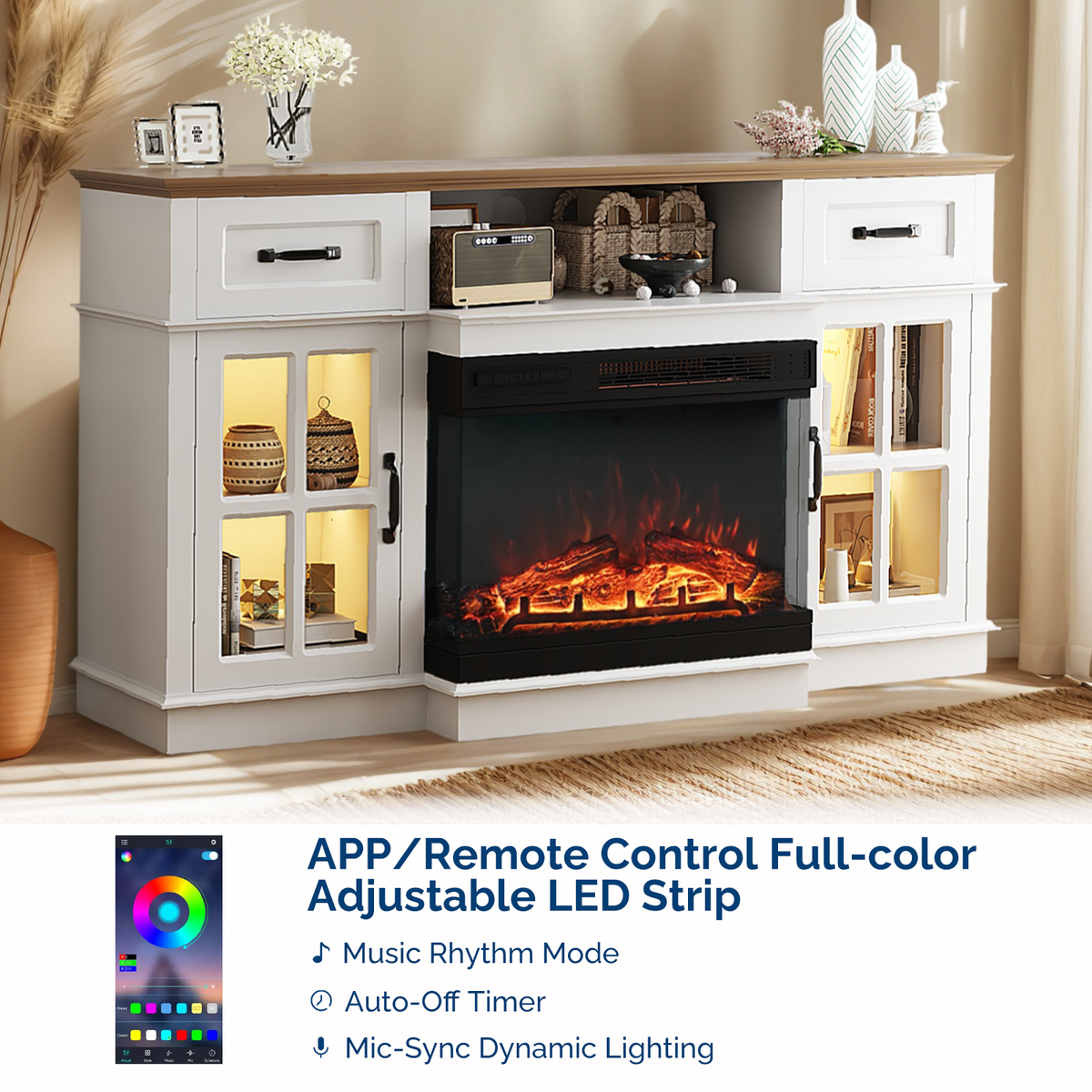 PAPROOS 58" Fireplace TV Stand