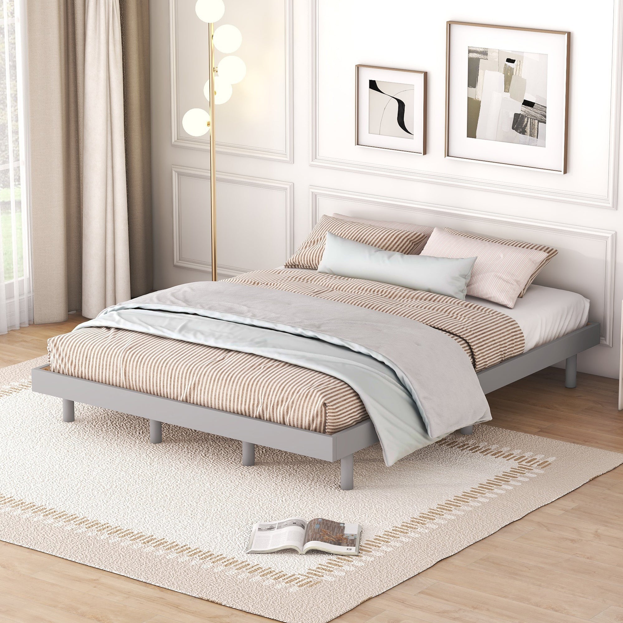 PAPROOS Wood Platform Bed Frame