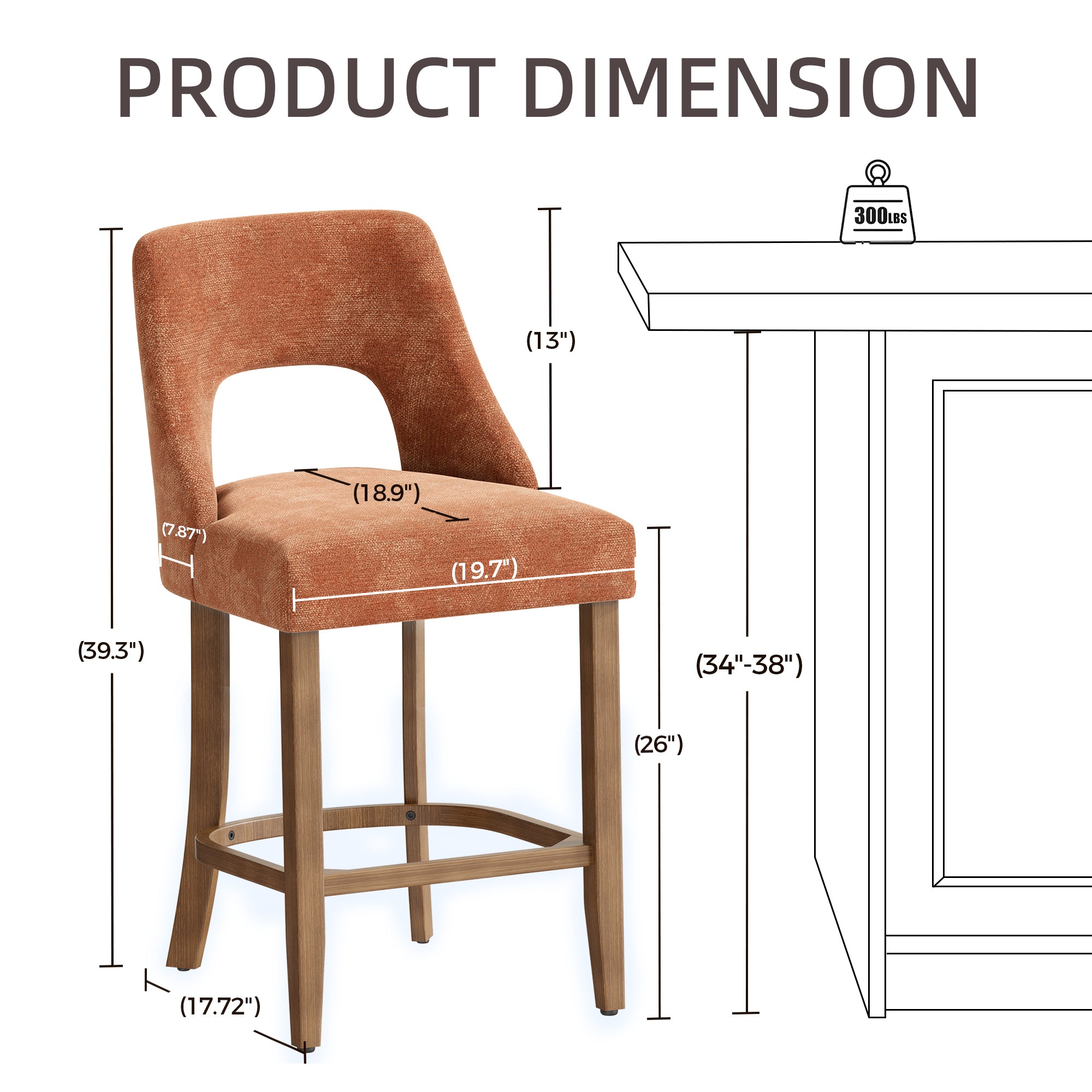 PAPROOS Bar Stools Set of 2