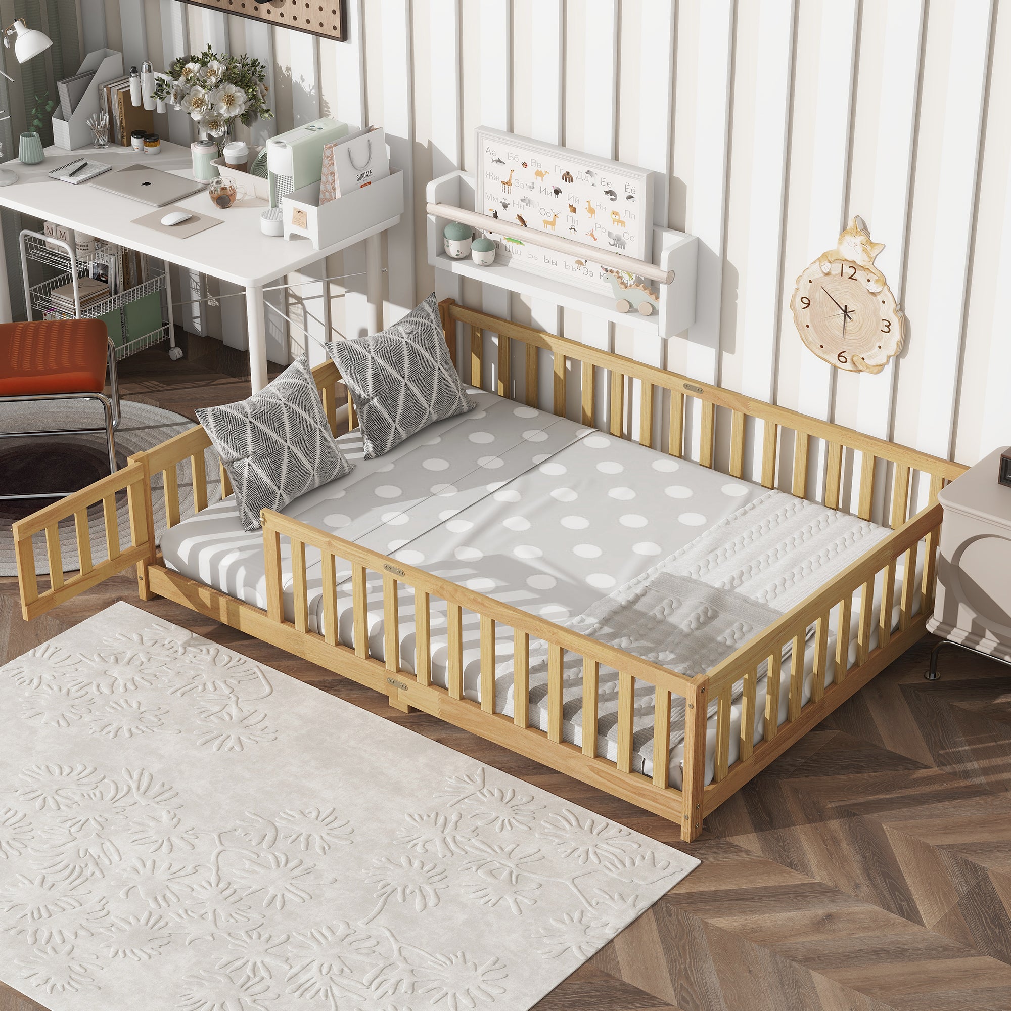 PAPROOS Full Floor Bed Frame