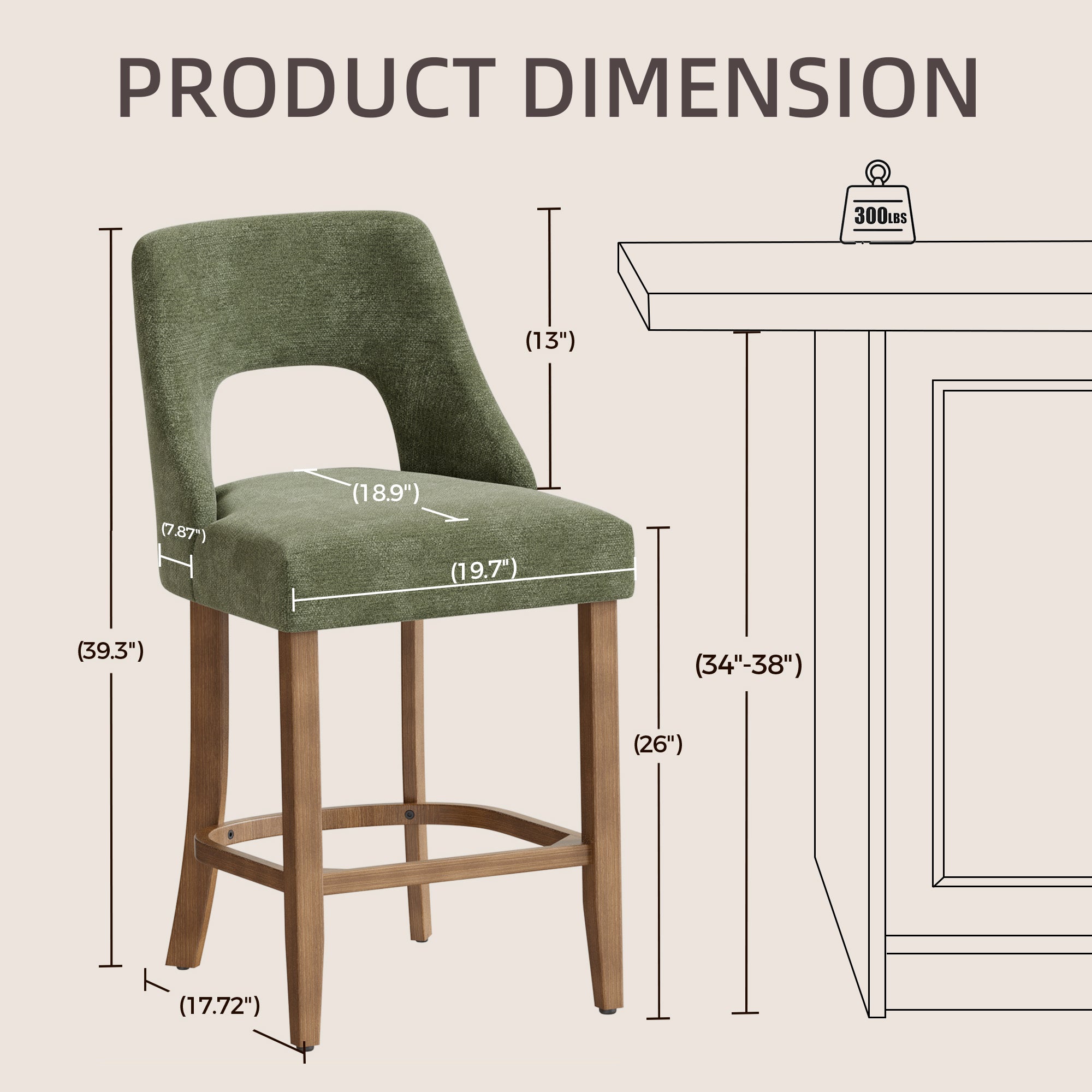 PAPROOS Bar Stools Set of 2