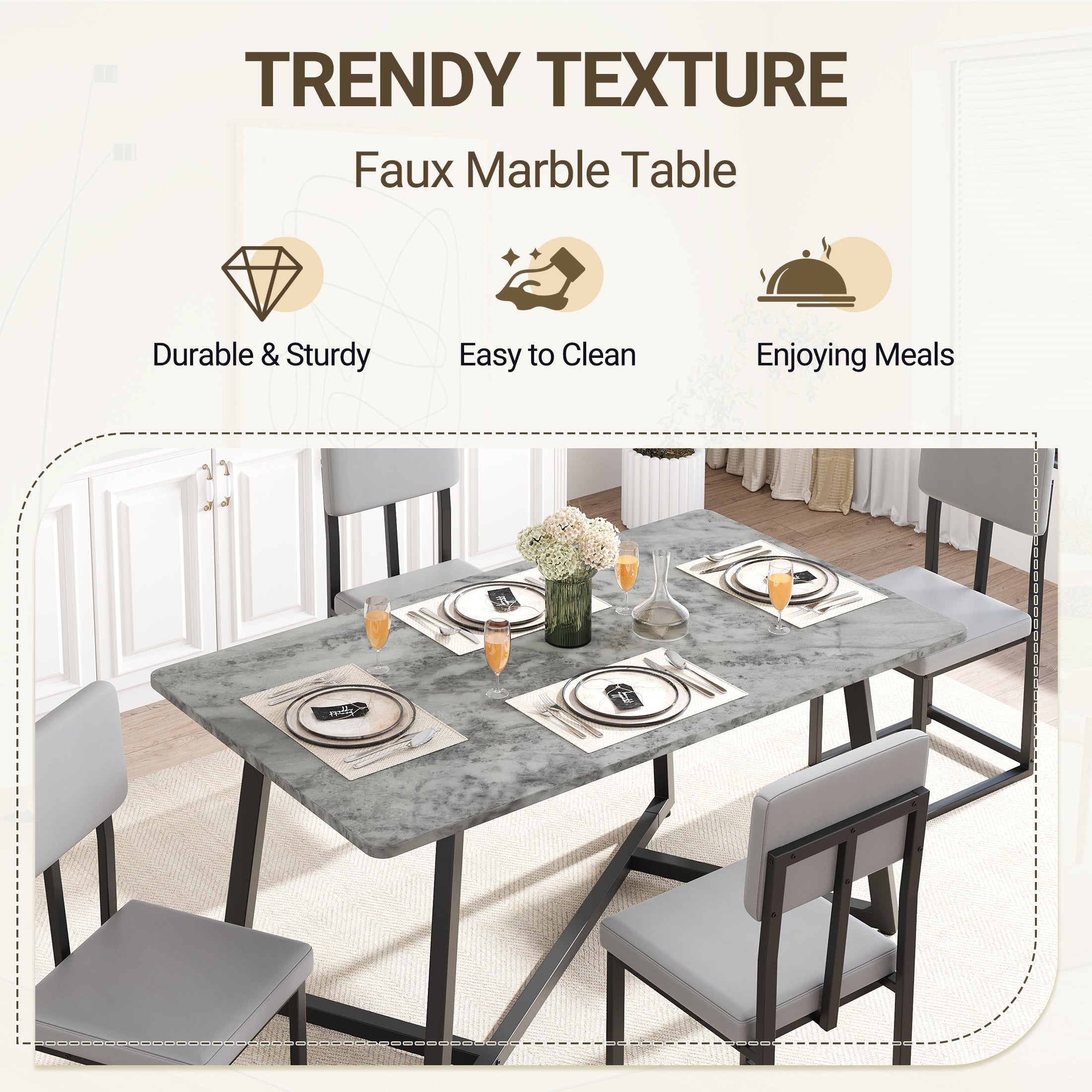 PAPROOS Dining Table Set for 4