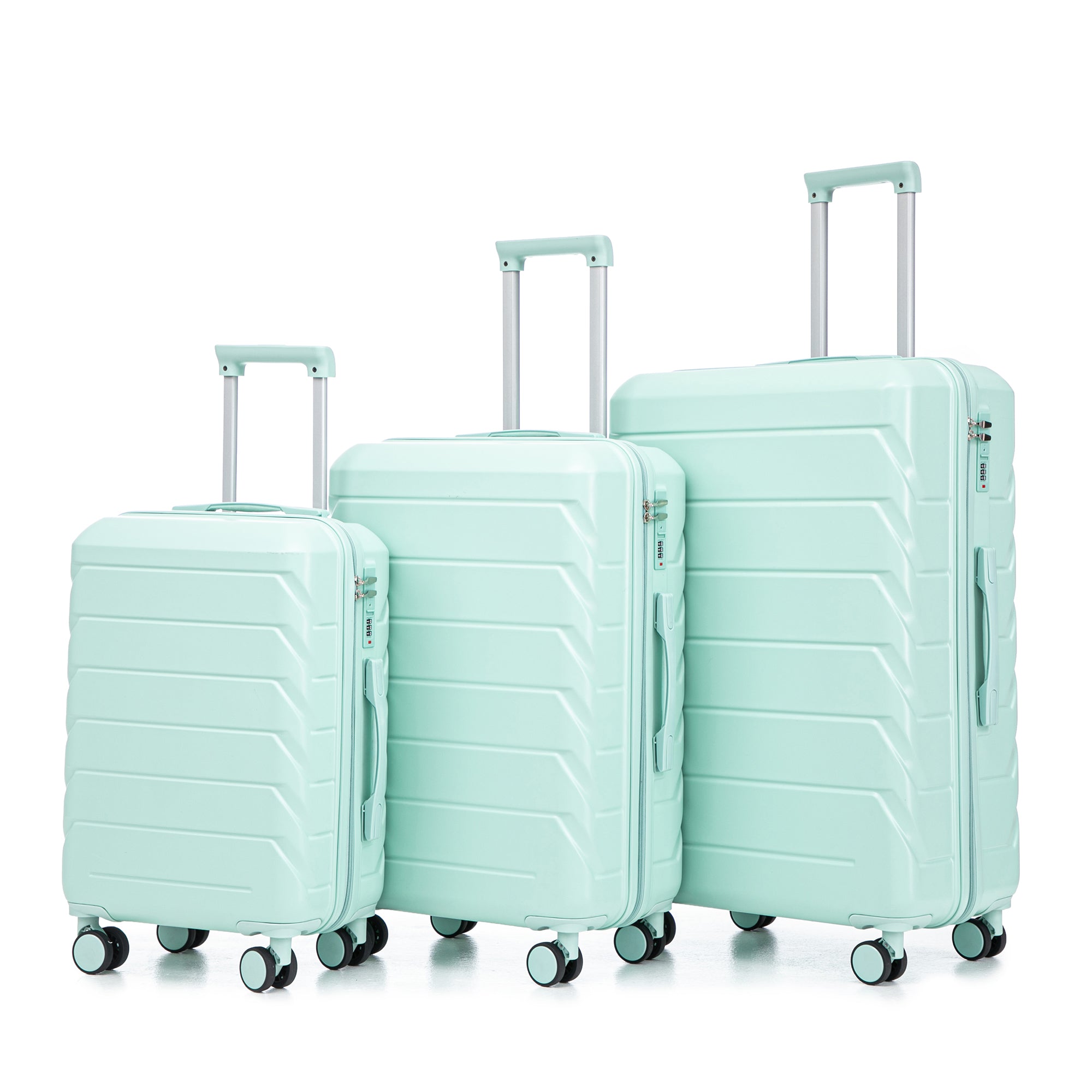 PAPROOS 3 Piece Luggage Set, ABS Carry-on Luggage Set with Spinner Wheels and TSA Lock, Lightweight Hardside Luggage, 20/24/28 Inch Rolling Suitcase Set for Travel Business Trip, Beige