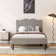 PAPROOS Twin Bed Frame, Twin Bed with Velvet Upholstered Headboard, Metal Platform Bed with Under Bed Storag, No Box Spring Needed, Noise-Free