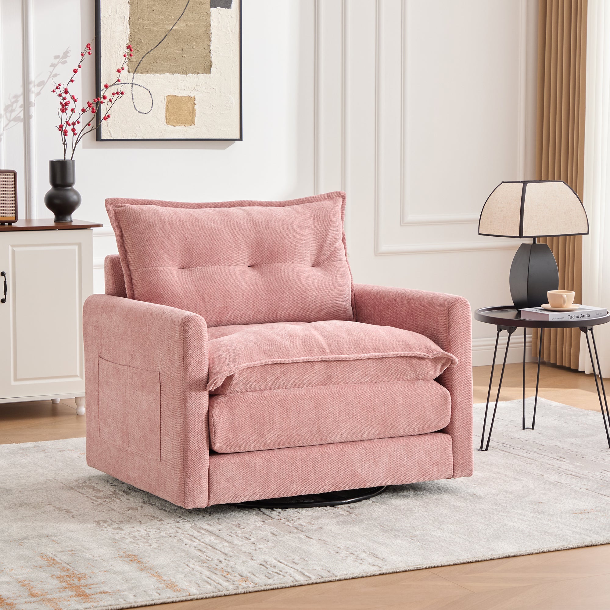 PAPROOS Chenille Upholstered Accent Chair