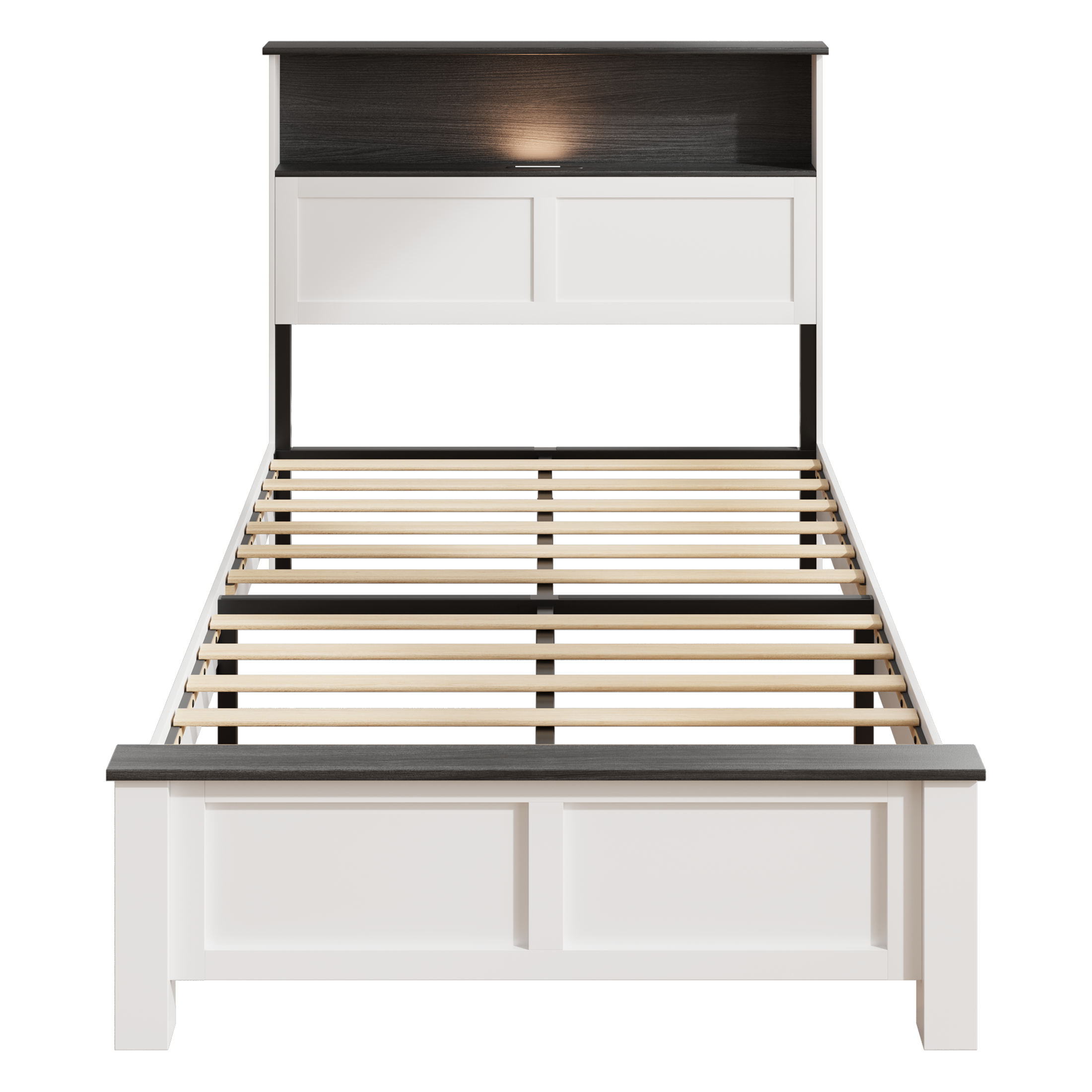 PAPROOS Wooden Twin Platform Bed Frame with Headboard and Footboard