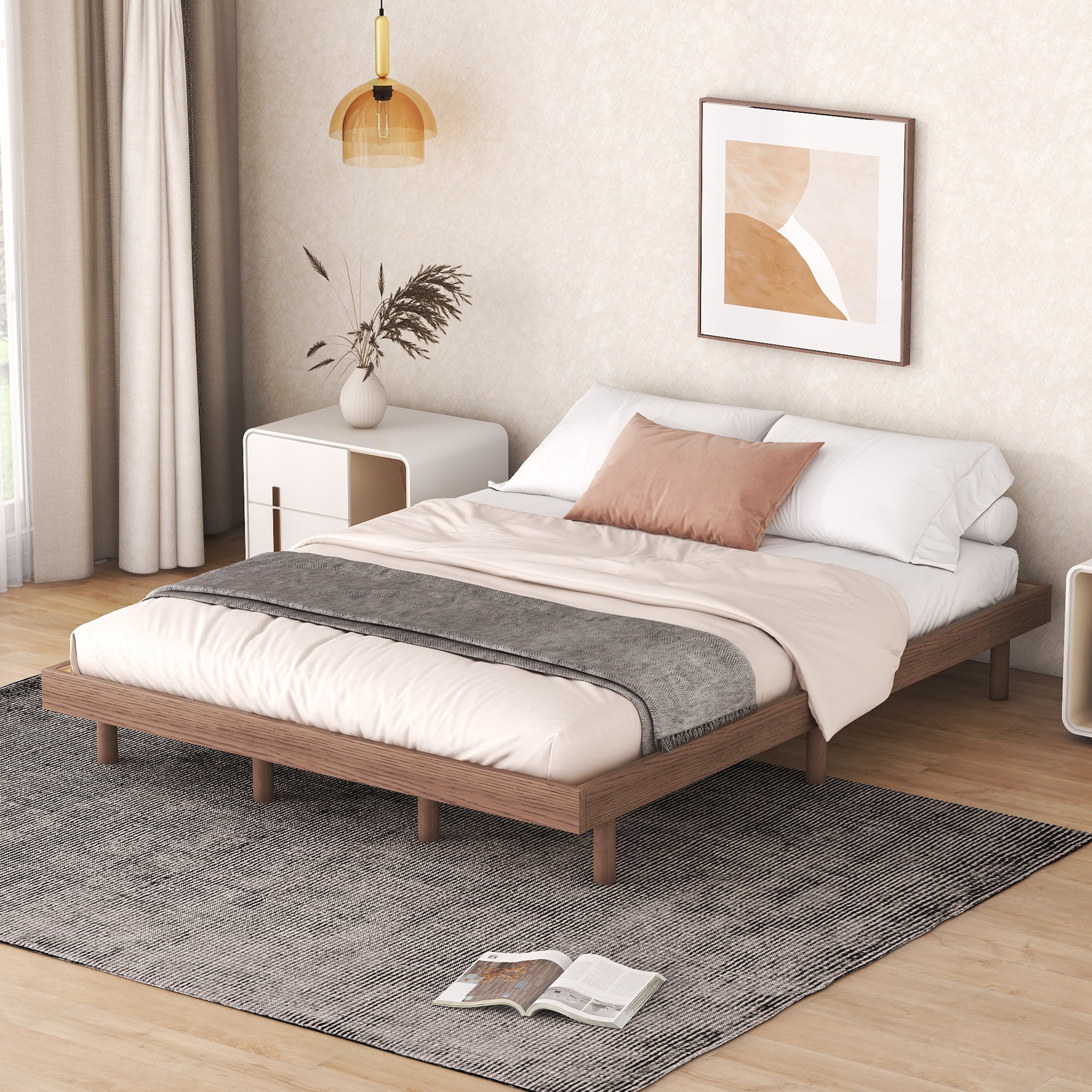 PAPROOS Wood Platform Bed Frame