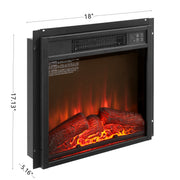 PAPROOS 18 Inch Electric Fireplace Insert, Recessed Wall Mounted Electric Fireplace with Remote Control, Ultra-Thin Fireplace Heater with Log Set, Realistic Flame, 1400W, Black