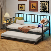 PORKISS Daybed with Trundle Bed and LED Light