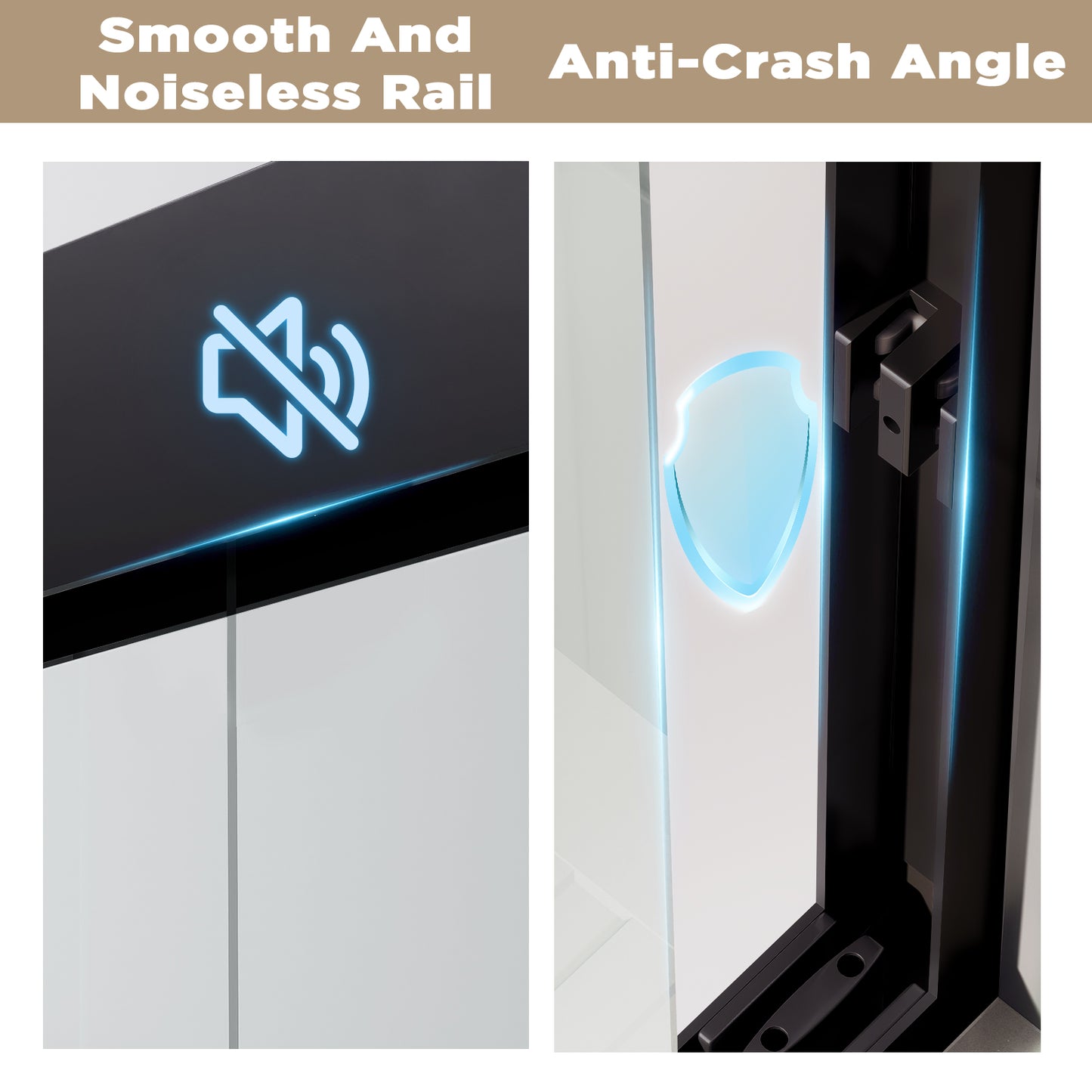 PAPROOS 56"-60" W x 72" H Double Sliding Shower Door, Modern Tub Door with Aluminum Frame, Bathtub Door with 1/4” (6 mm) Clear Tempered Glass, Stainless Steel Handle, SGCC Certified, Matte Black