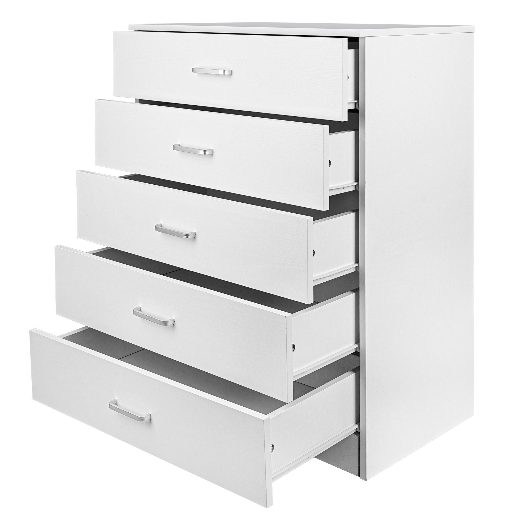 SYNGAR White 5 Drawer Dresser, Chest of Drawers for Bedroom, Modern Storage Cabinet Dresser Organizer Unit with Handle for Living Room, Closet, Hallway, Nursery