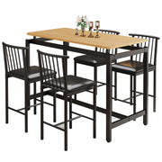 Counter Height Dining Set for 4, 5 Piece Dining Room Set with 4 Stools, Modern Dinette Set for 4, Pub Dining Table & Chairs Set for 4 Persons, Bar Dining Room Set for Small Spaces, Brown