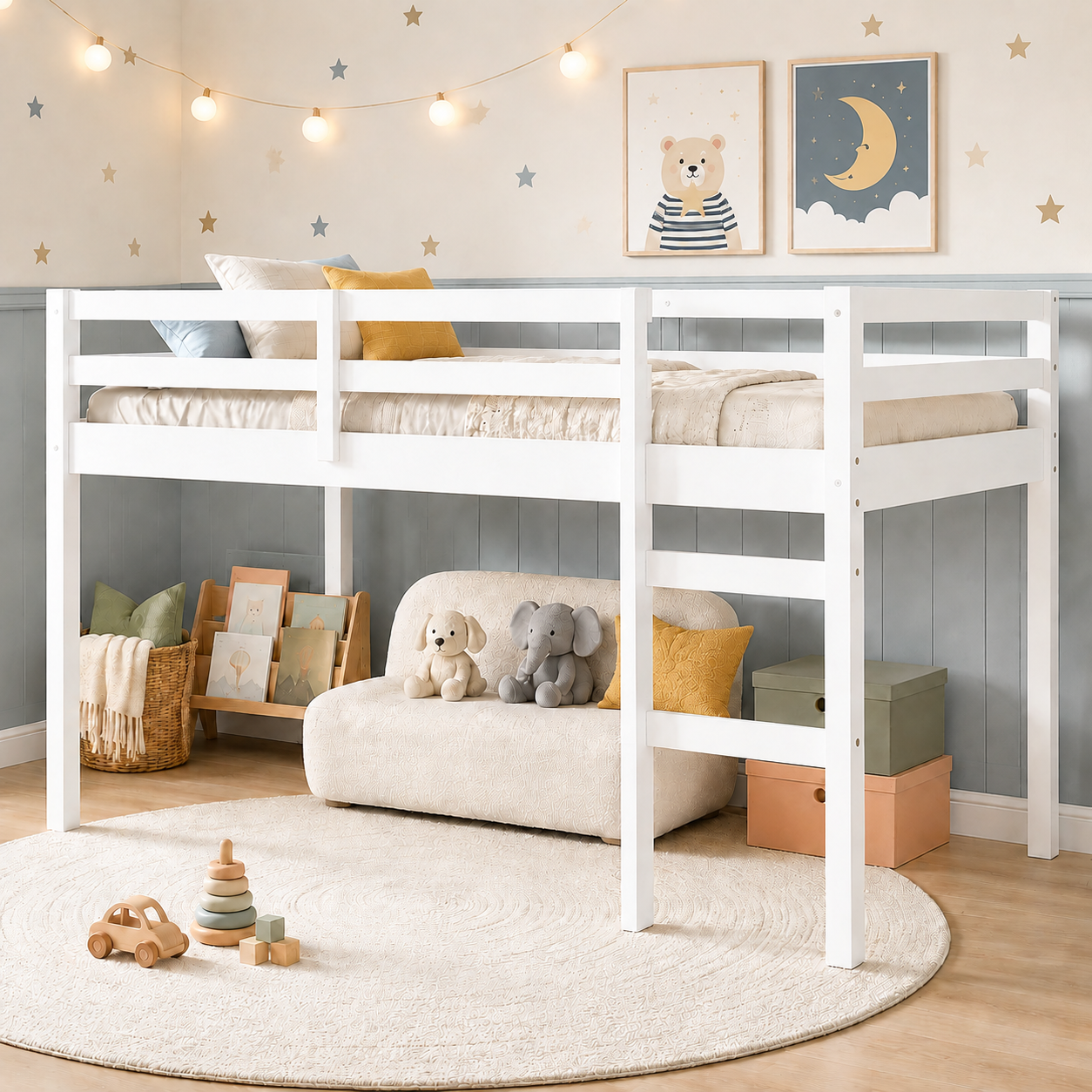 Twin Size Loft Bed with Stairs