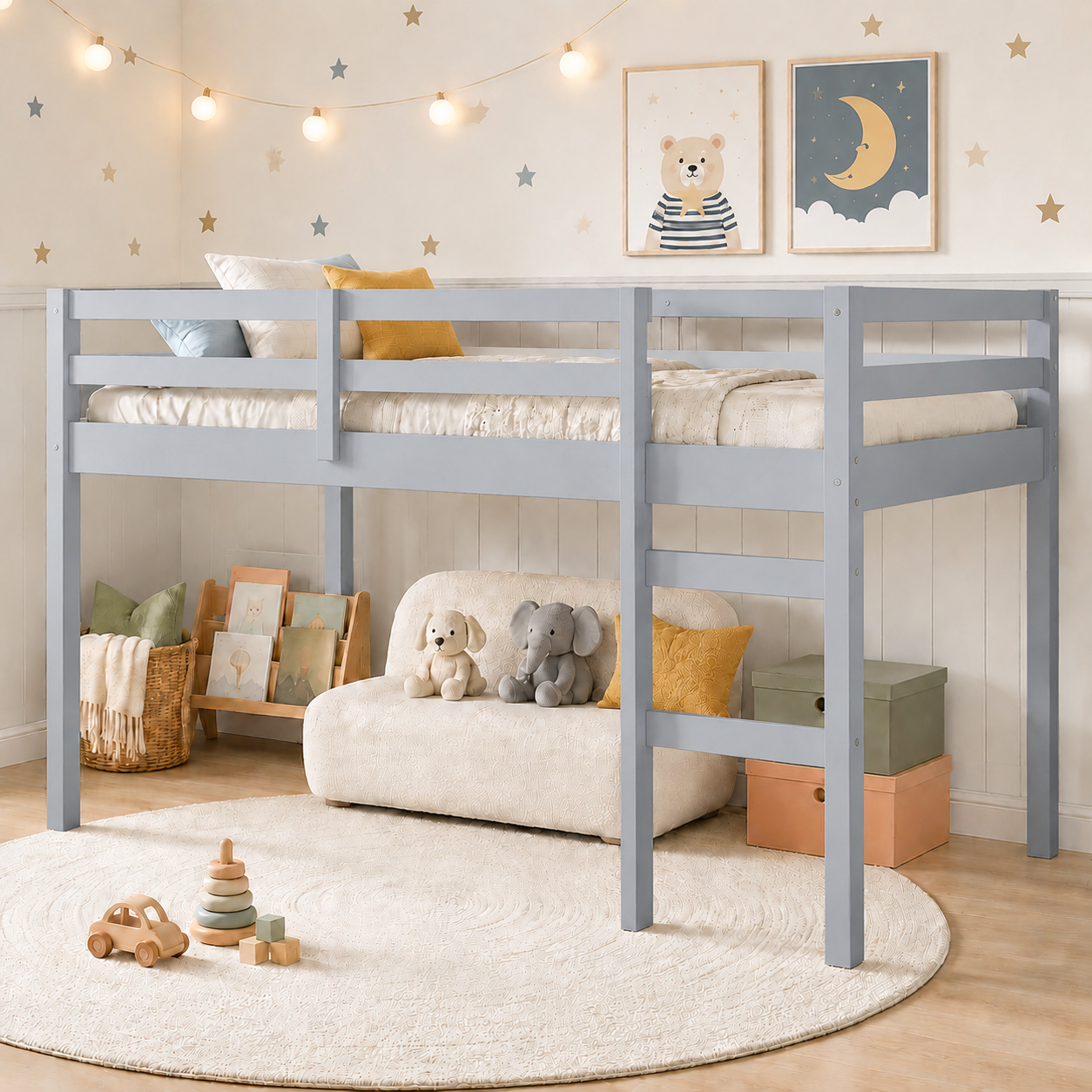 Twin Size Loft Bed with Stairs
