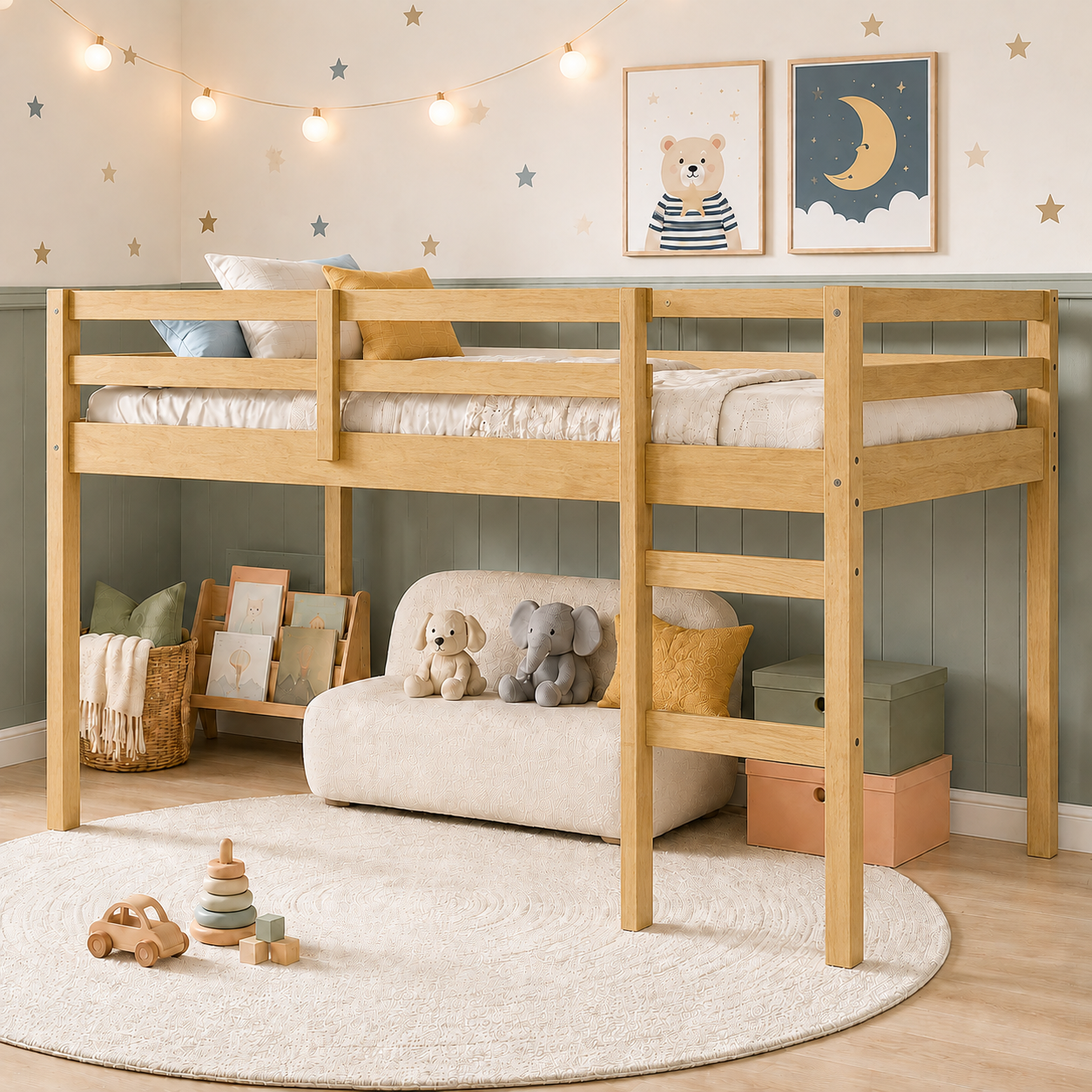 Twin Size Loft Bed with Stairs