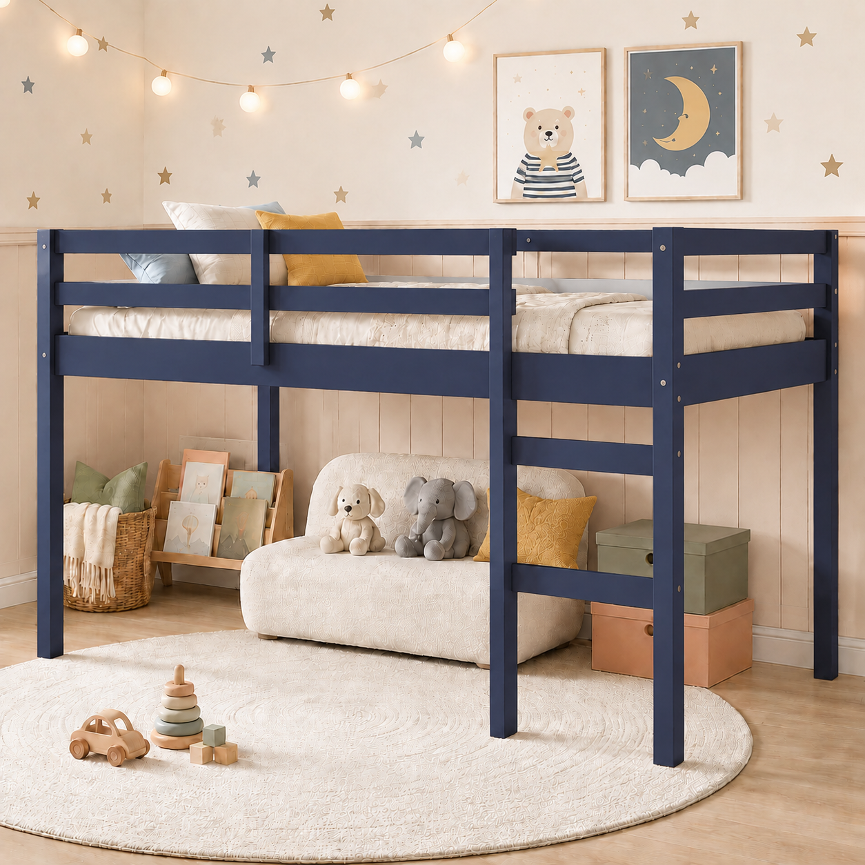Twin Size Loft Bed with Stairs