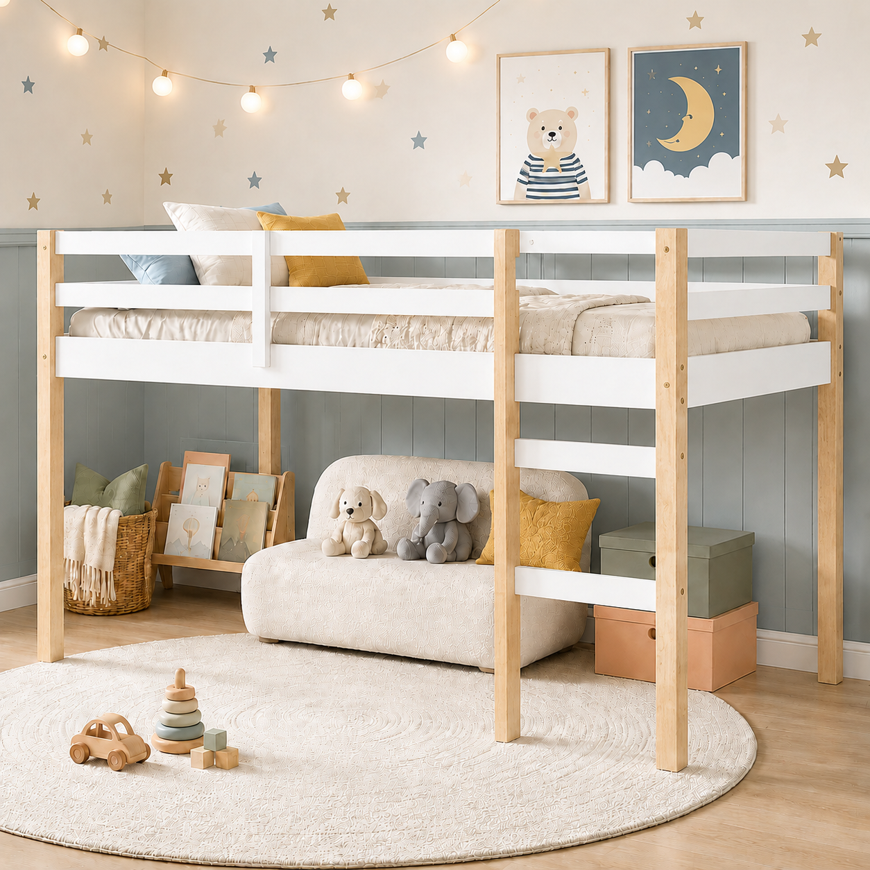 Twin Size Loft Bed with Stairs