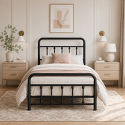 PAPROOS Twin Metal Bed Frame, Black