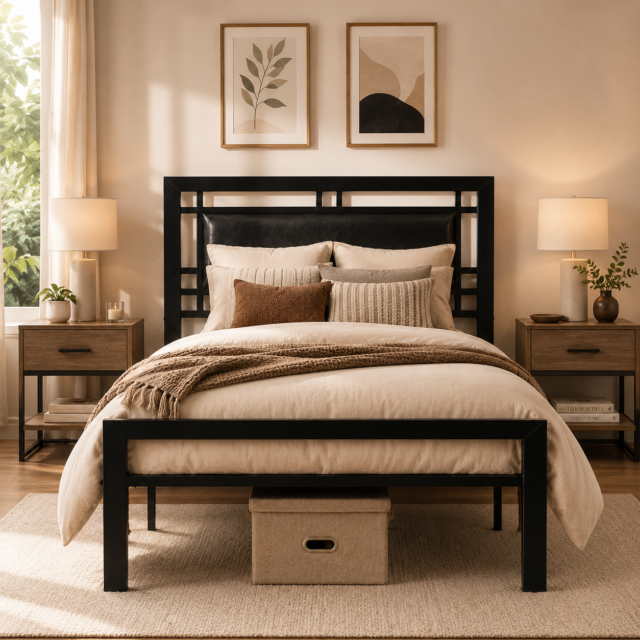 PAPROOS Twin Metal Bed Frame, Black