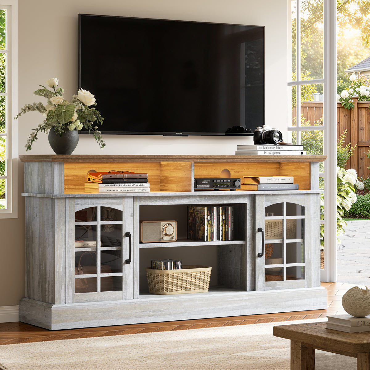 PAPROOS TV Stand with Storage for 65in TVs