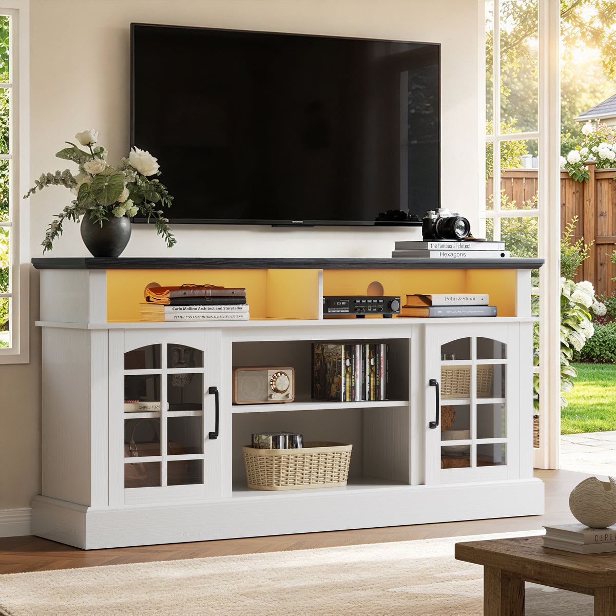 PAPROOS TV Stand with Storage for 65in TVs