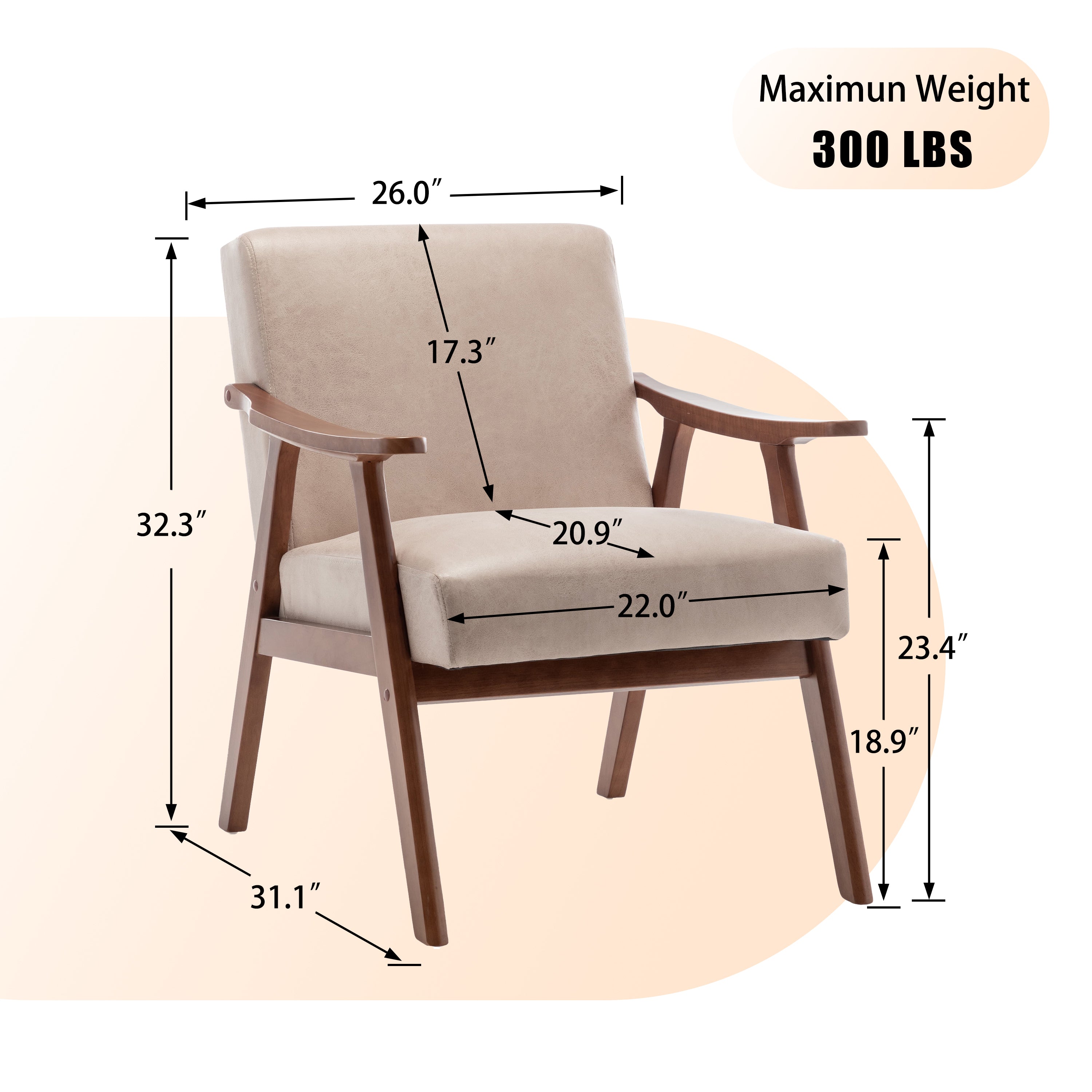 PAPROOS Accent Chair with Thick Backrest