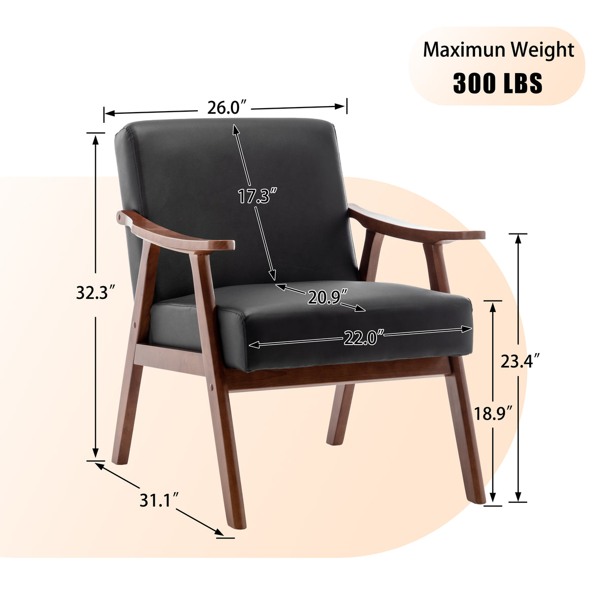 PAPROOS Accent Chair with Thick Backrest