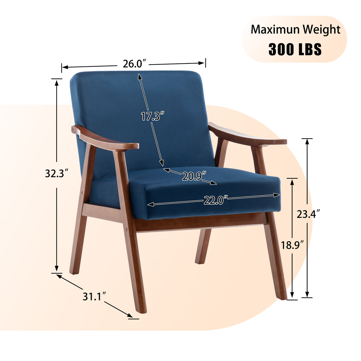 PAPROOS Accent Chair with Thick Backrest
