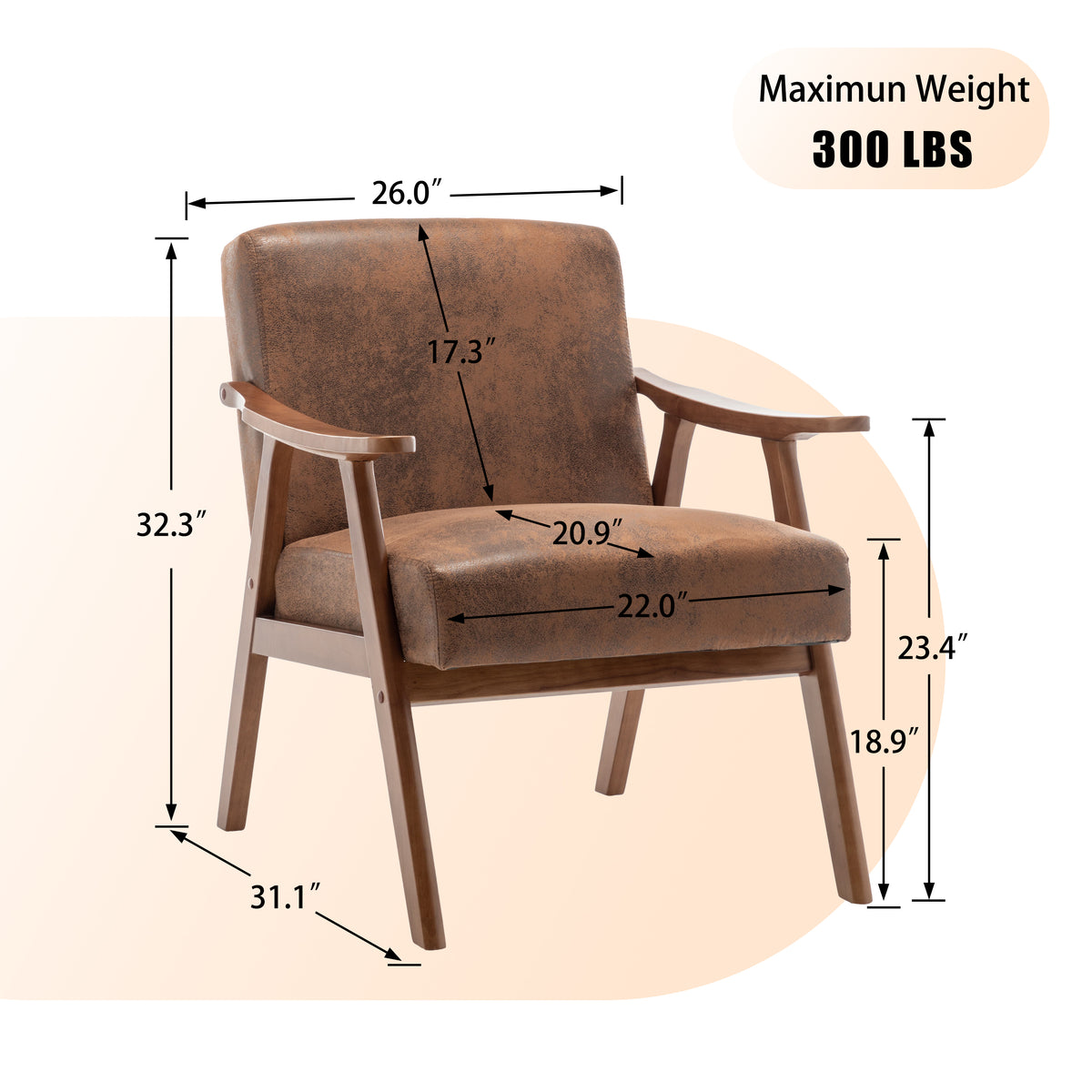 PAPROOS Accent Chair with Thick Backrest