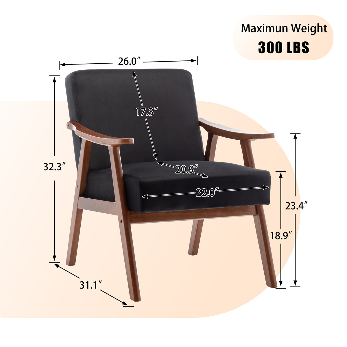 PAPROOS Accent Chair with Thick Backrest