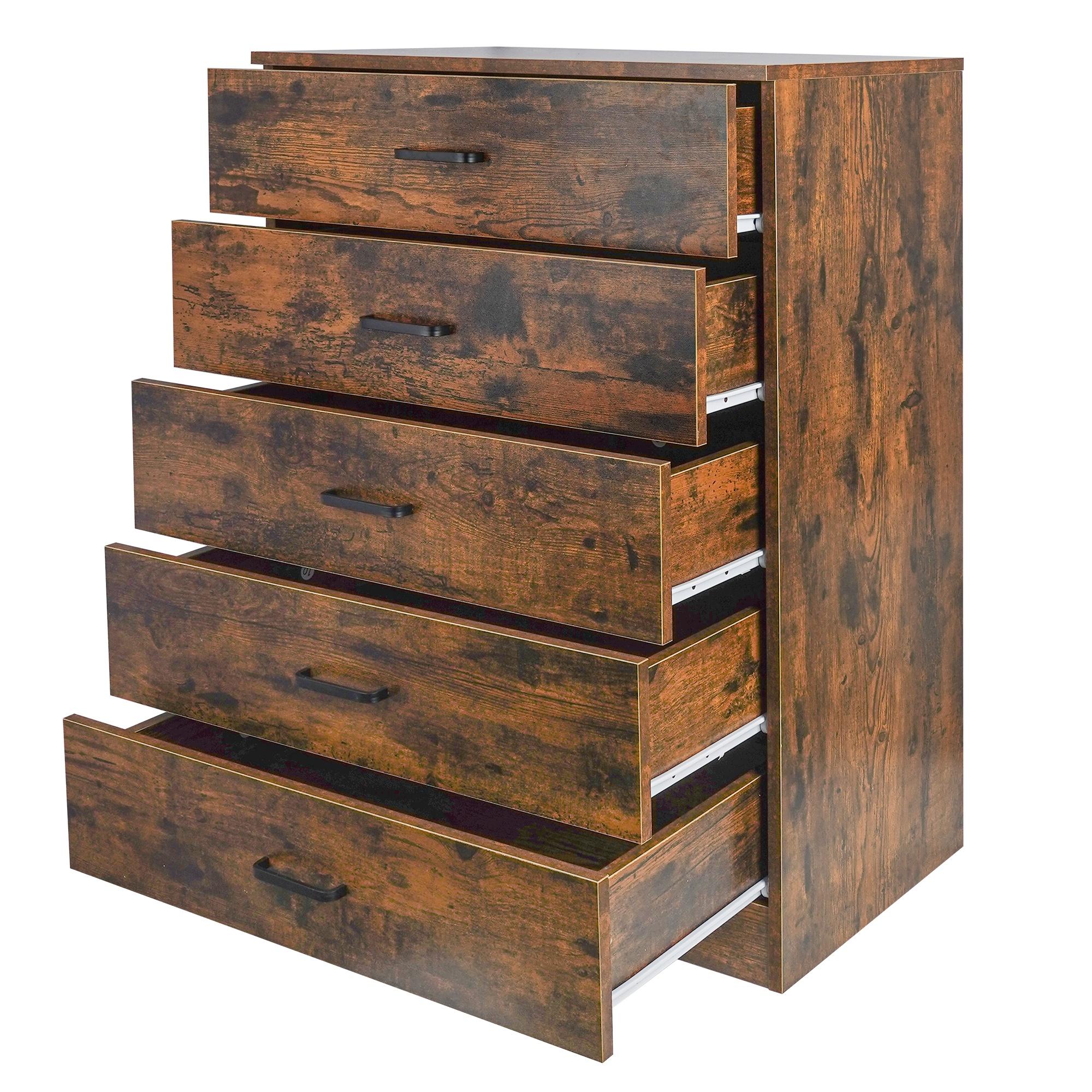 SYNGAR White 5 Drawer Dresser, Chest of Drawers for Bedroom, Modern Storage Cabinet Dresser Organizer Unit with Handle for Living Room, Closet, Hallway, Nursery