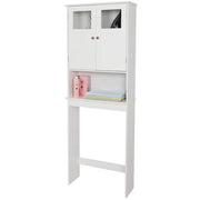 PAPROOS Bathroom Storage Toilet Space Saver with Shelves and Doors, Modern Over The Toilet Space Saver Organization Wood Storage Cabinet for Home, Bathroom, White