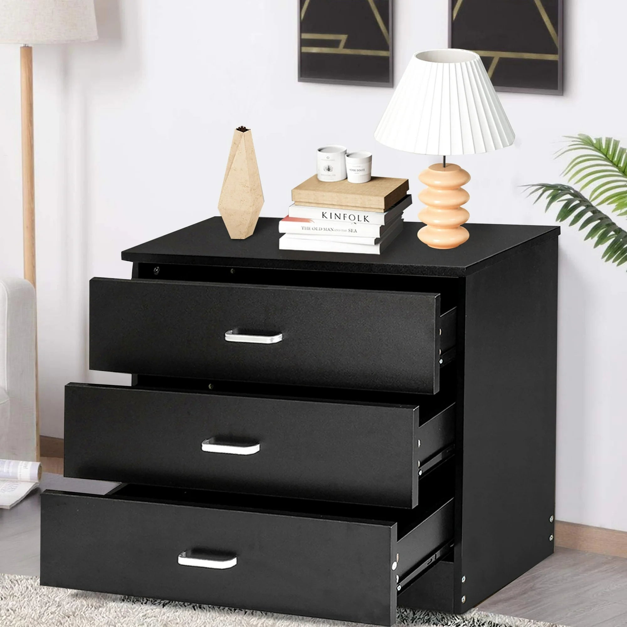 PAPROOS Modern White 4 Drawer Dresser, Chest of Drawers for Bedroom, Storage Cabinet Nightstand Dresser Organizer Unit with Handle for Living Room, Closet, Hallway